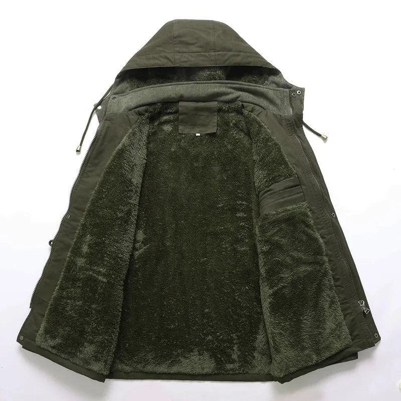 Custom 100% Cotton Jacket For Men Detachable Hooded Winter Coats Fur Lined Man Parka Puffer Jacket chaquetas para hombre