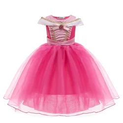 ecowalson  Girls Sleeping Beauty Aurora Dress Long Sleeves Off Shoulder Lace Robe Kids Gorgeous Christmas Gift Fancy Princess