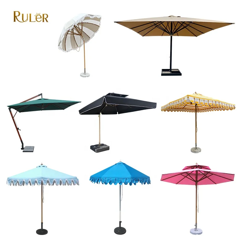 Outdoor Commercial umbrella Garden Pool Umbrella Stripe Parasol Aluminum Beach Umbrella