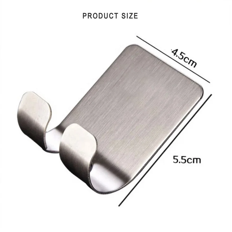 Custom Stainless Steel Hanger Hook Self Adhesive Single Wall Mounting Coats Hooks For Cell Phone Chargers  Shavers  Power plugs