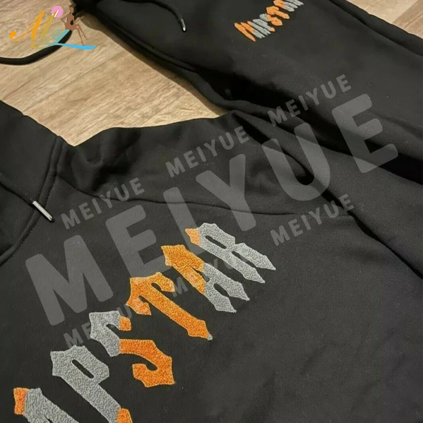 custom Sweatsuit vendors Men Training Sports Track Suits custom men Chenille embroidery two piece set jogging trapstar tracksuit