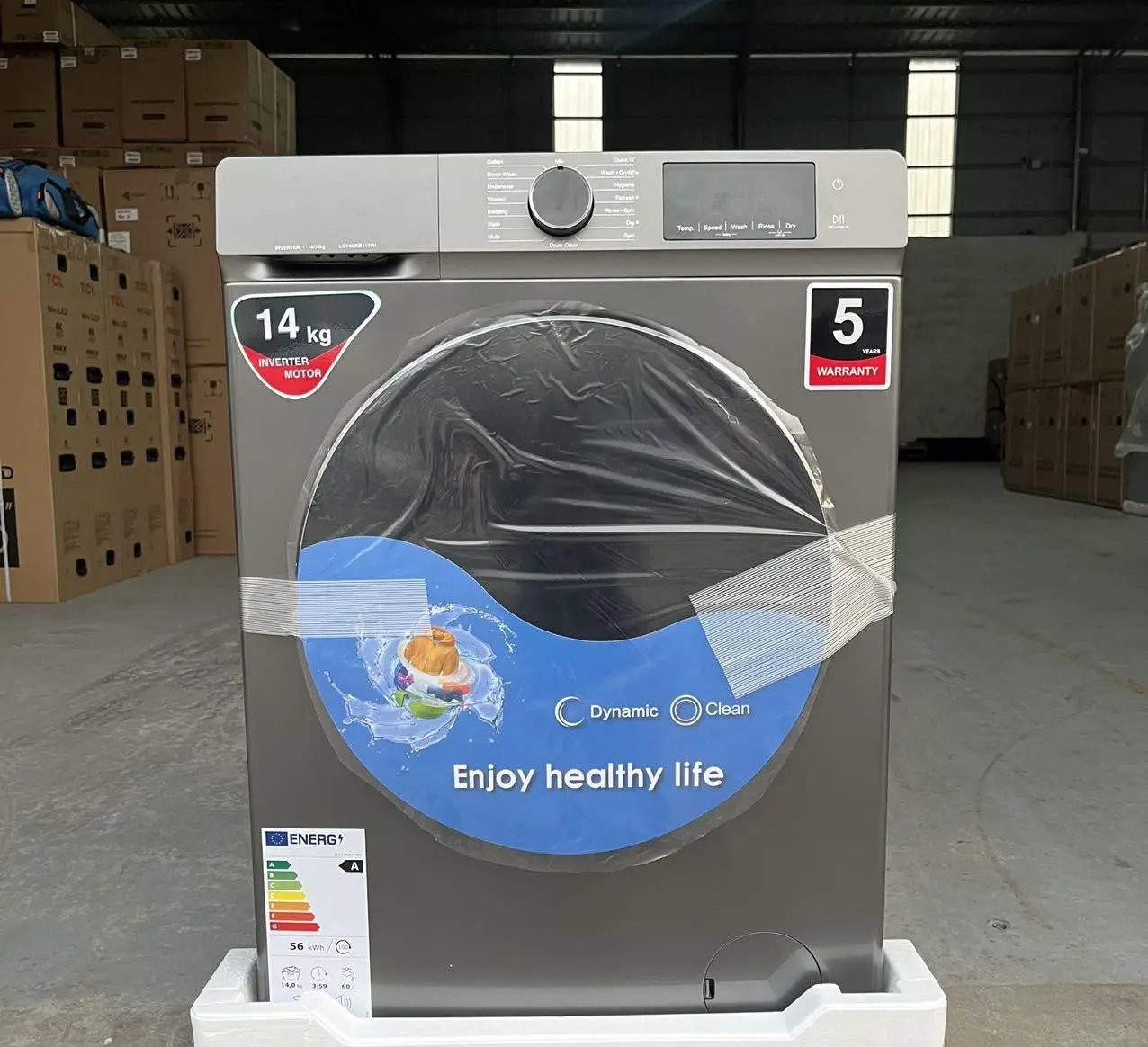 14KG automatic LED display full English drum washing and drying washing machine