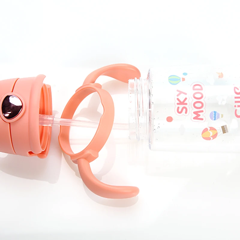 Cille 400ml Custom Cartoon Travel leakage-proof BPA Free Plastic Tritan Children Kids Drinking Cute Water Bottle with Straw