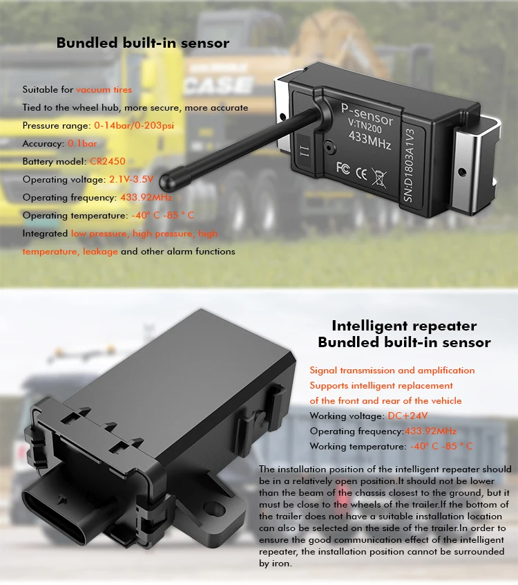 Daovay Strap Style TN200 Truck Tpms Tire Pressure Monitoring System TPMS FOR BUS TRUCK