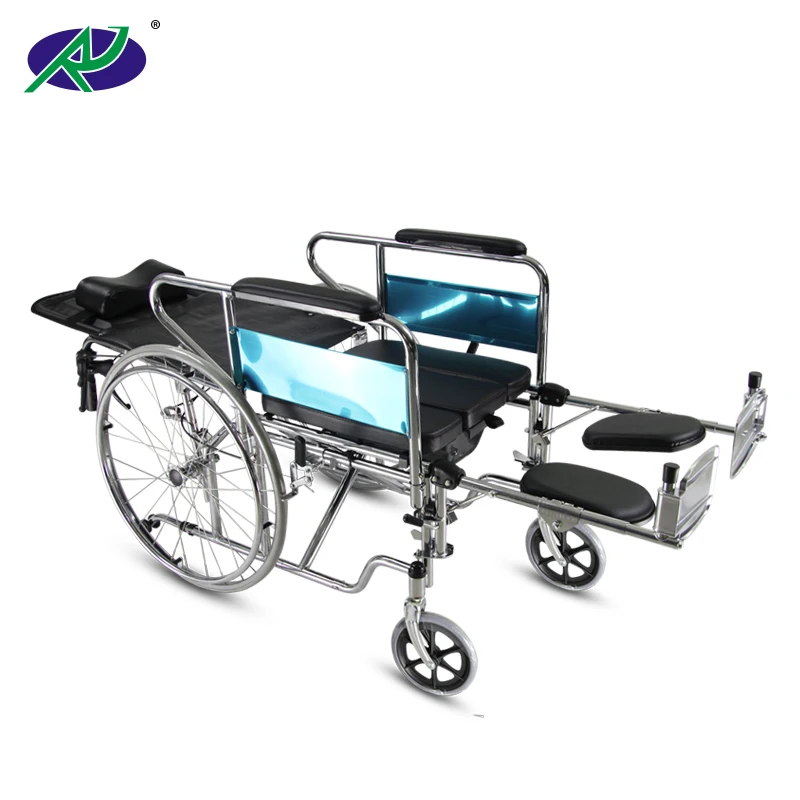 Adult Adjustable Lying Folding wheelchair with toilet