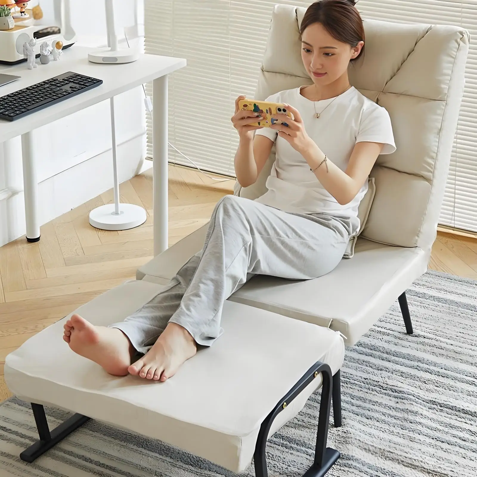 Home office lunch break, can sit or lie down, leisure backrest sofa, folding lounge chair