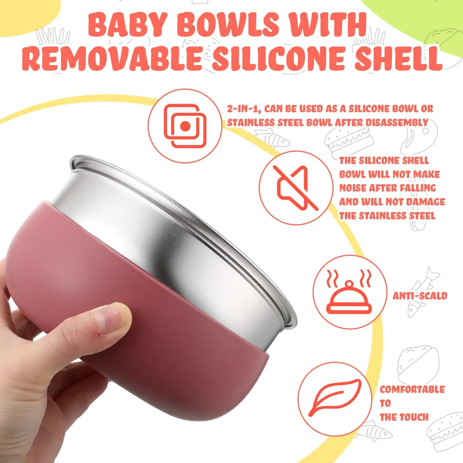 Custom Logo Baby Stainless Steel Supplies Silicone Tableware Baby Feeding Set Food Grade Newborn Set Gift Baby Dish Plates Set