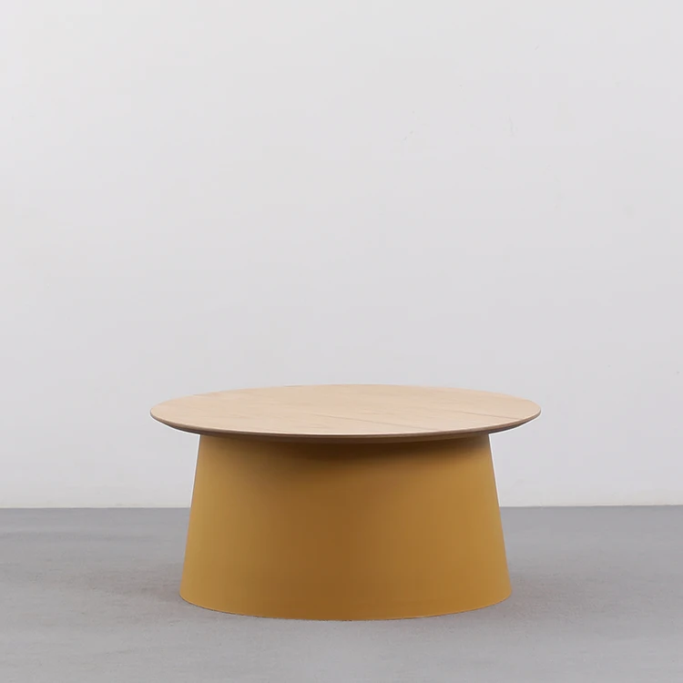 new design luxury fancy hot sell oak pp plastic two size living room use round coffee side table
