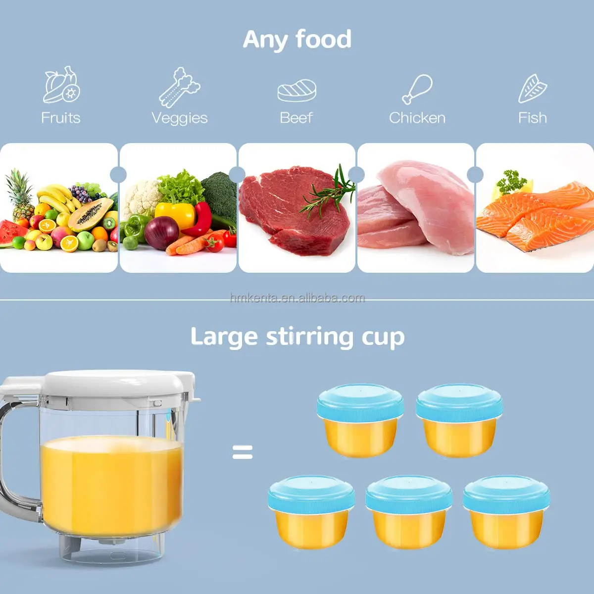 Small Manual Household Baby Food Processor and steamer for baby food 7 in 1 Easy to