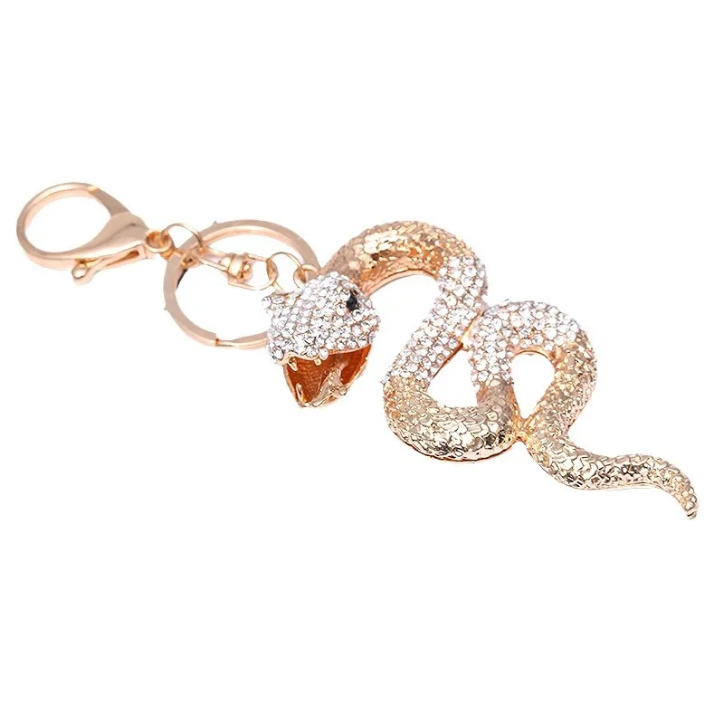wholesale animal snake keychain 3D promotional gold snake metal key chain for man Souvenir jewelry pendant accessories