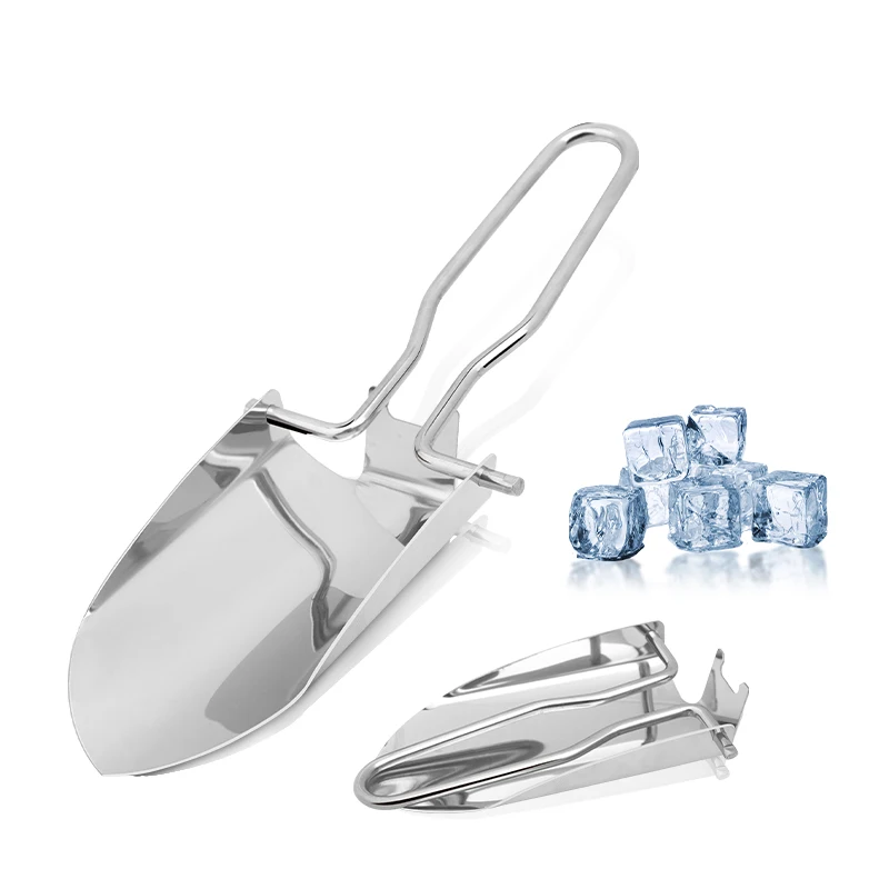Foldable Stainless steel Ice Scoop Ice Shovel Stainless Steel Food Flour Candy Grain Bar Dry Ice Scoop Shovel