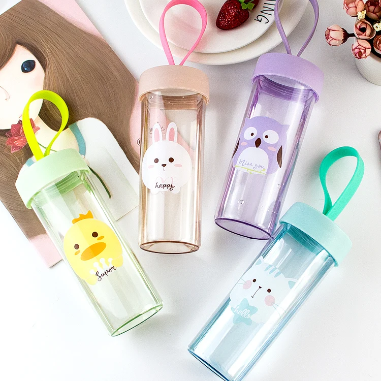 Cheap 400ML Kids Sport Milk Tea Cup Transparent Plastic Sport Drinking Water Bottle