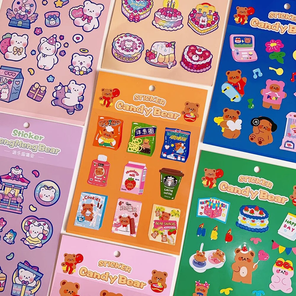 Korean INS Cute Bear Cake Sticker Creative Cell Phone Sticker Diary Decoration Stickers