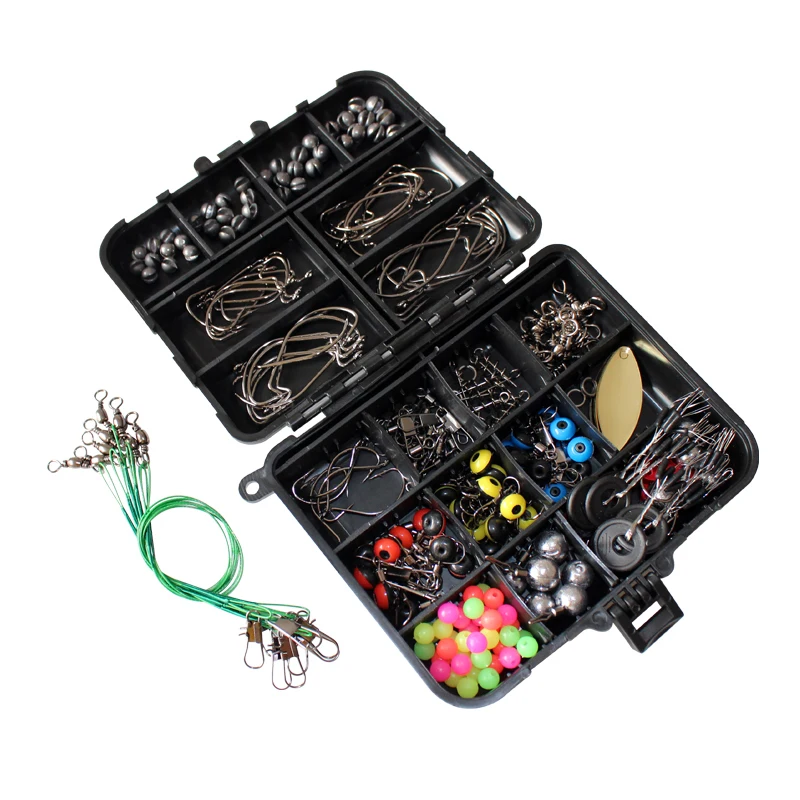 241PCS Bait Accessories Set Fishing Beads Crank Hook Bullet Lead Fishing Space Fishing Tackle Spot Wholesale