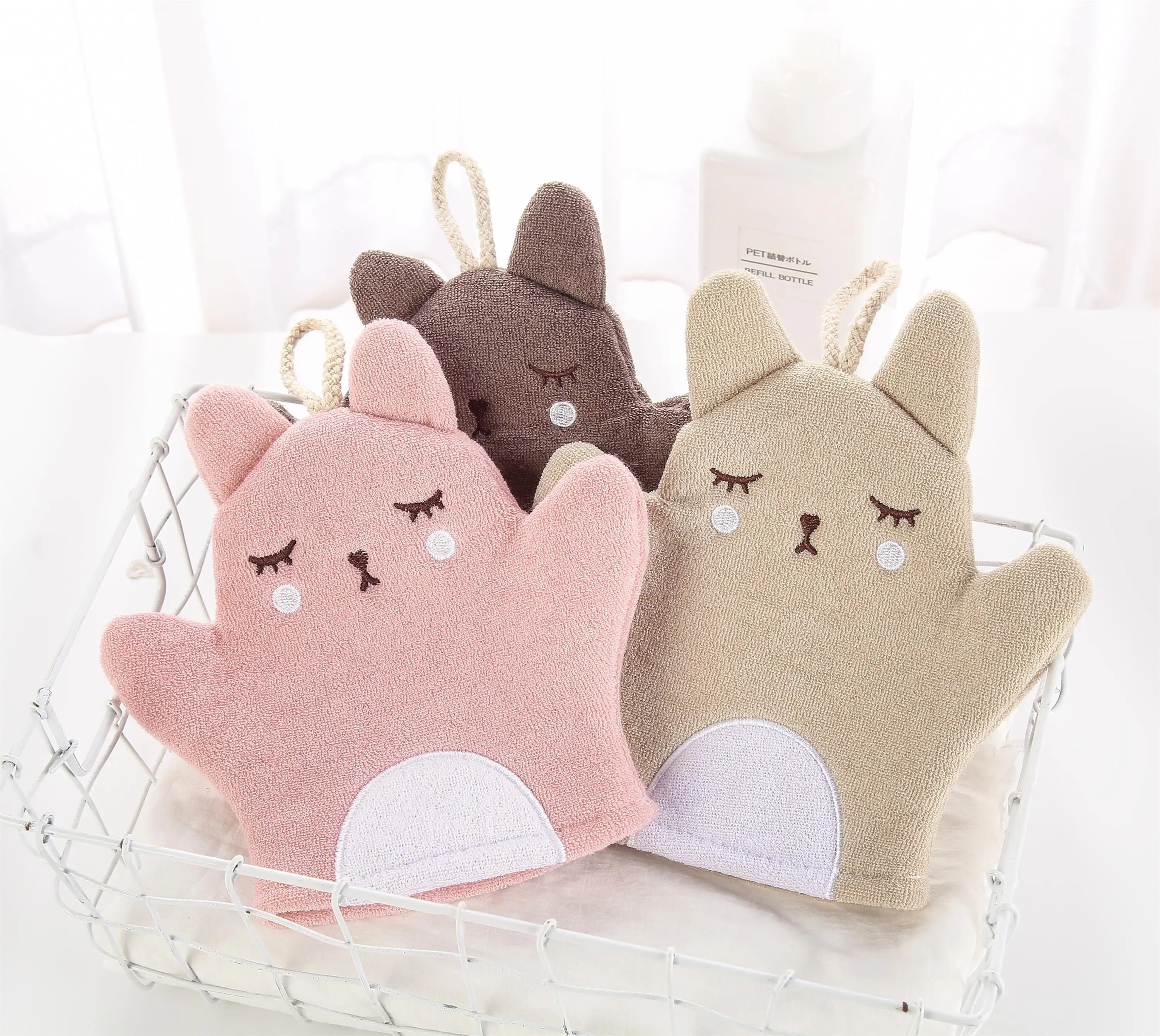 Bath Shower Glove Large Cute Rabbit Shape Bath Sponge Gloves Multi Color Optional Children for Kids Body Baby Towel Glove 