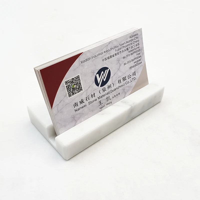 NANWEI Ready Stock Bianco Carrara White Marble Desktop Multifunction Phone Card Holder