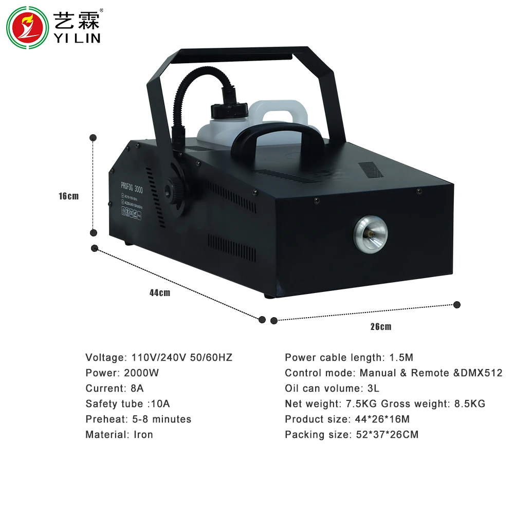 Smoke Machine for Stage Wedding Disco Party 1500W Low Lying Fog Machine Haze Water Base Dual Output Ground