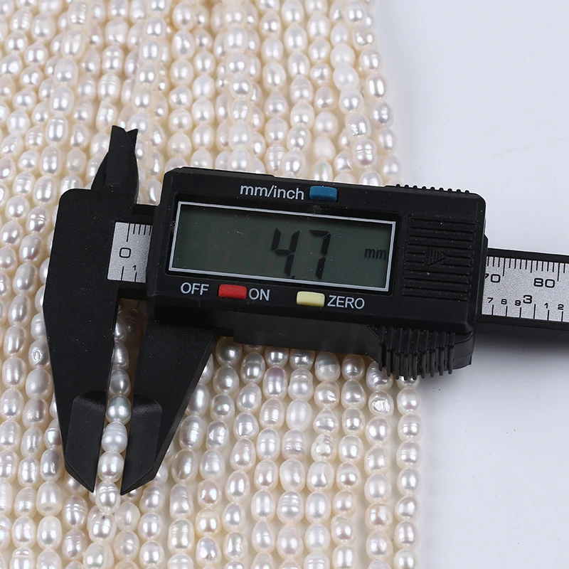 4.5-5mm Rice Shape Natural White Freshwater Pearl Beads Strand Wholesale Charms For Jewelry Making