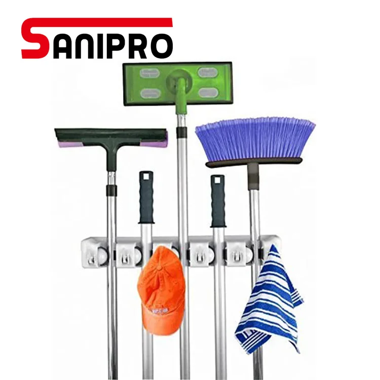 
Sanipro Broom Holder Wall Mounted Organizer Mop and Broom Hanger Holder Garage Storage Rack Garden Tool Organizer 
