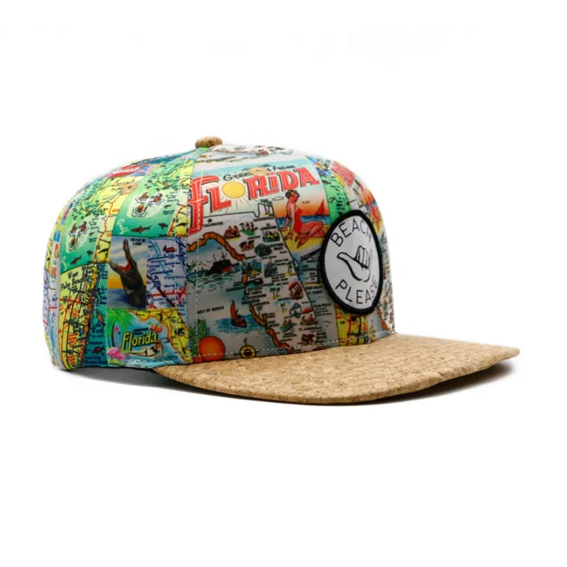 Fashion  Digital Printing 6 Panel Cool Summer Beach Cap Snapback Hat YESCAP
