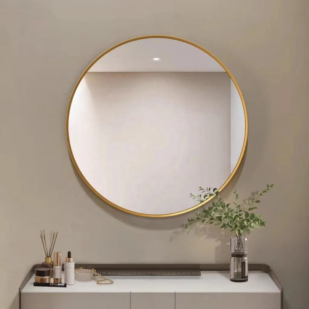 Decorative round aluminium alloy framed home decor big wall mounted bathroom gold round mirror