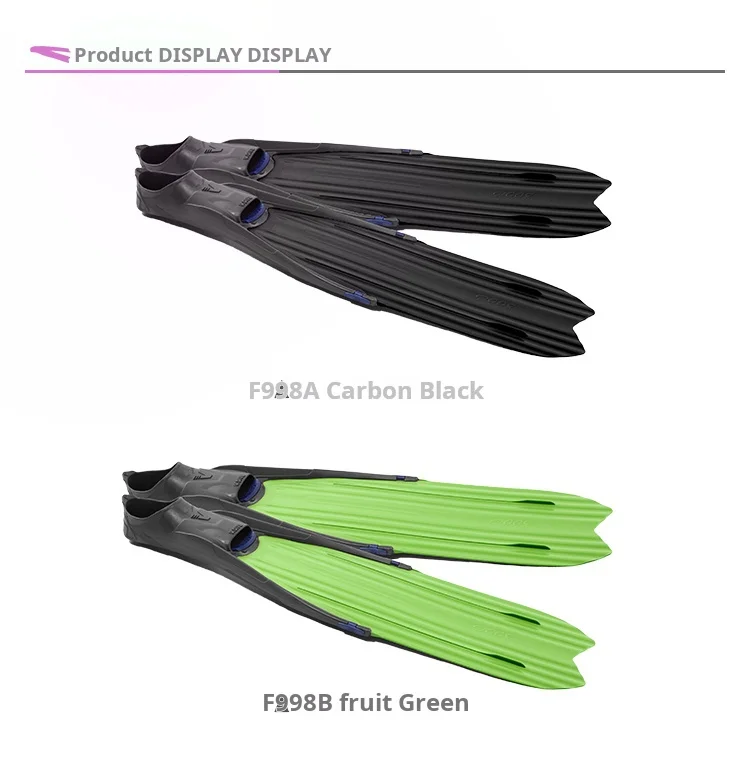 Professional free diving thermoplastic long fins for men and women all white deep diving fishing and rubber swim fins