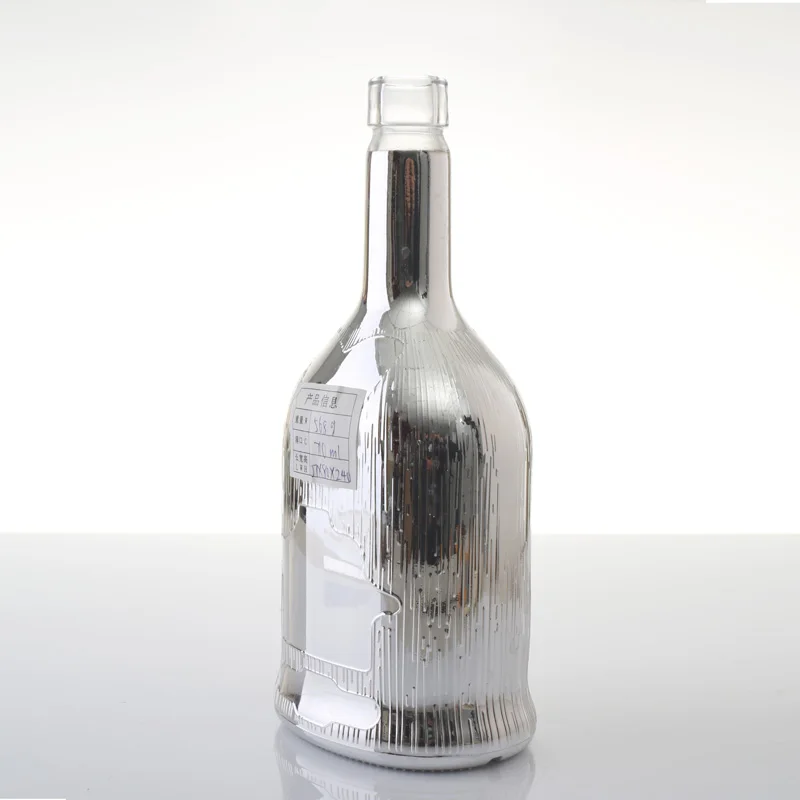 Sliver color Electroplated  750ml glass bottle Beverages Vodka Glass Bottles Spray Clear Bottle Glass