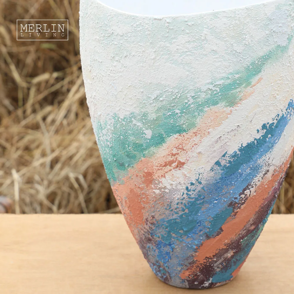 Merlin Living Handpainting Ocean Tall Floor Vase Flower Wedding Big Vase Ceramic Home Decor Chaozhou Ceramics Factory Wholesale