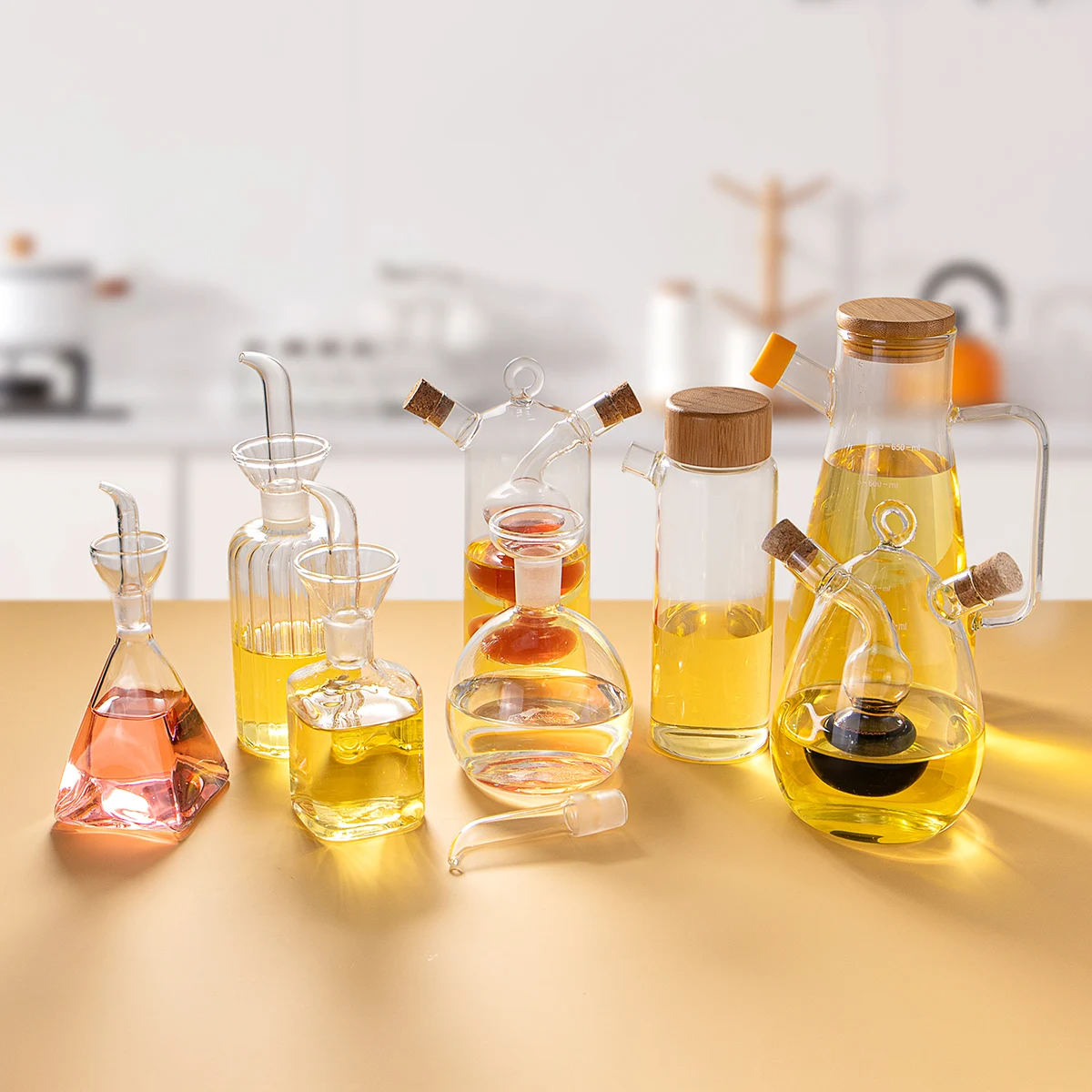 650ml High Borosilicate Glass Oil Bottle for Cooking Oil Vinegar Dispenser Cruet Kitchen No Drip Liquid Container for Olive Oil