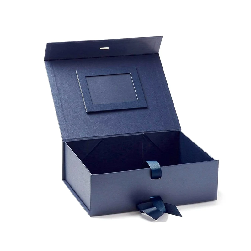 Wholesale rigid ribbon luxury black folding magnetic cardboard custom logo printed gift packaging paper box