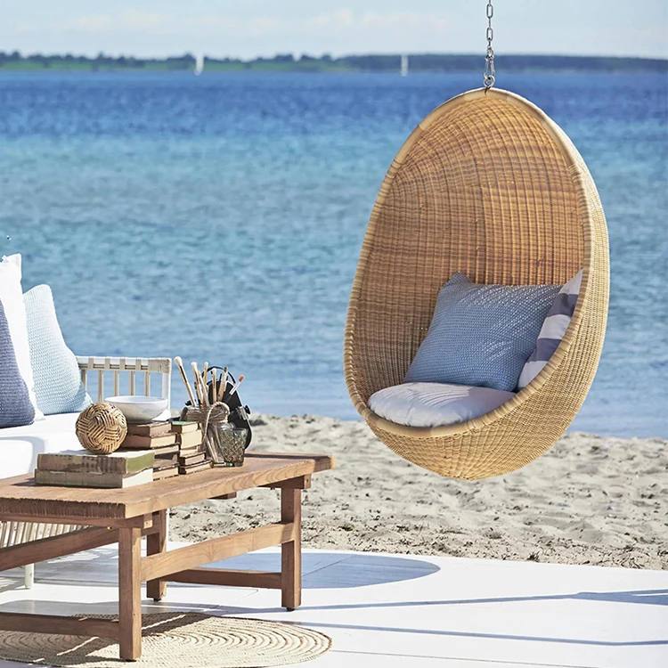 Outdoor hanging swing chair modern balcony swing hanging basket garden wicker swing chair patio furniture