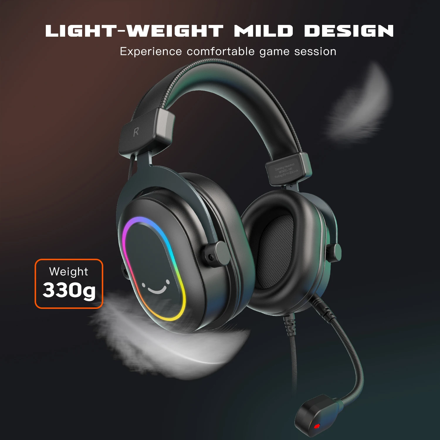 Fifine H6 gaming headset gamer headphone LED lights wired gamer headphone 7.1 gaming headset USB gaming headset