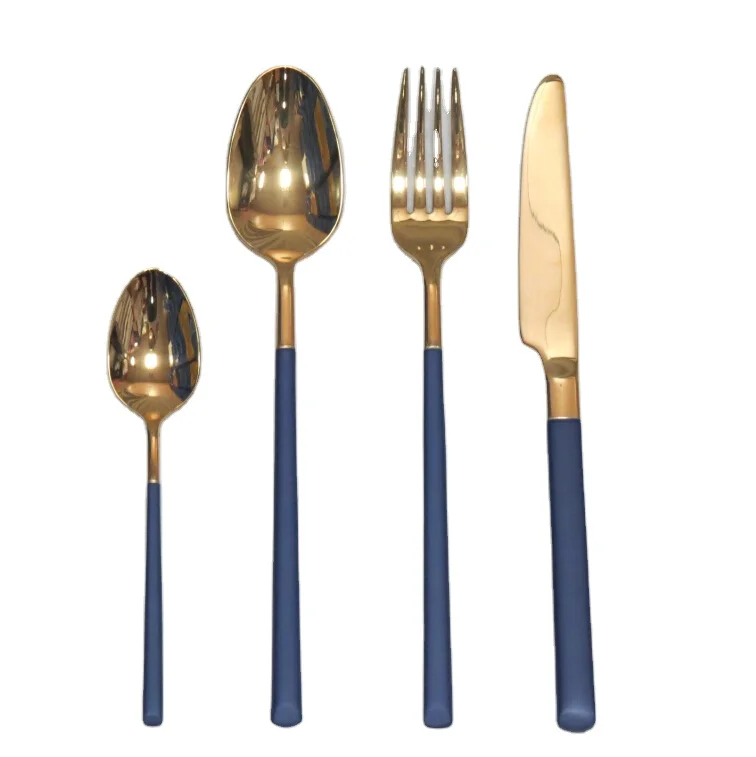 Kitchen 304 Stainless Steel Bulk PVD Gold Cutlery for Weddings