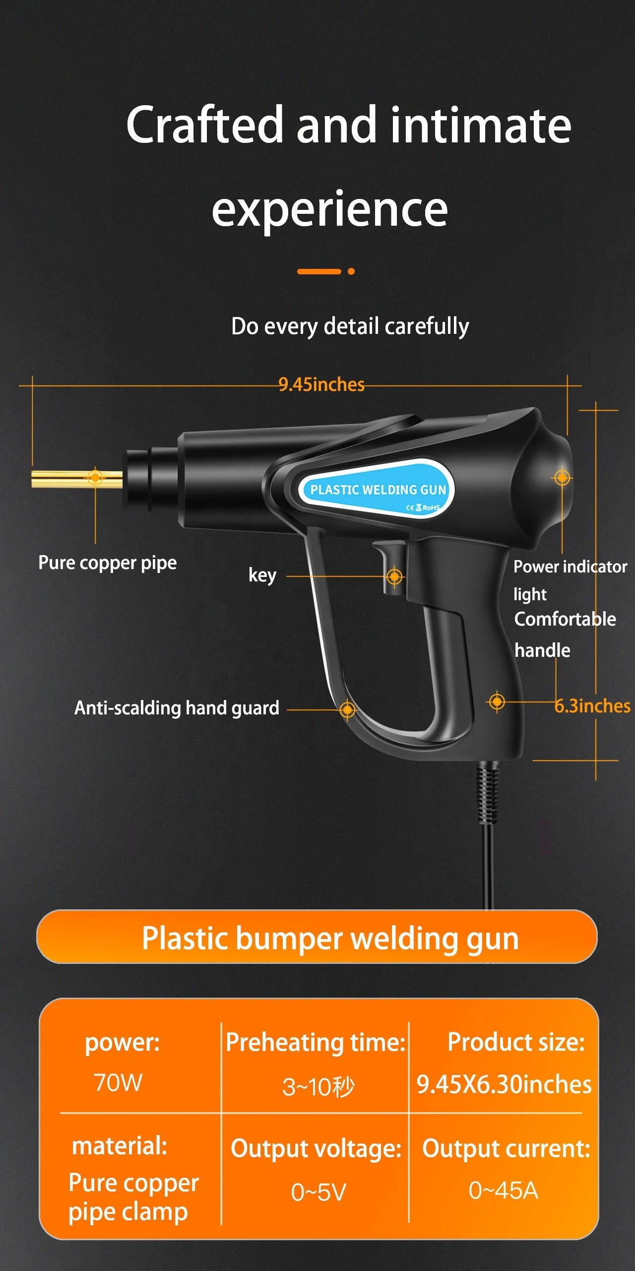 70W US Plug Portable Handy PVC ABS Electric Hot Nailer and Stapler Plastic Car Bumper Repair Welding Heat Gun Machine Kit Tool