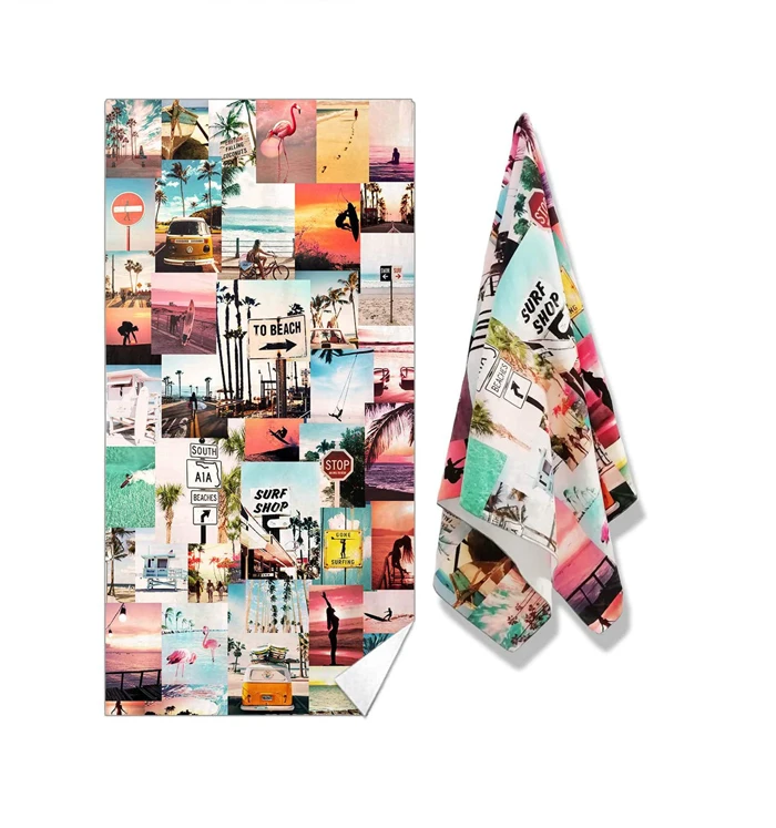 Легкие мягкие пляжные полотенца из микрофибры без песка с сублимационной печатью