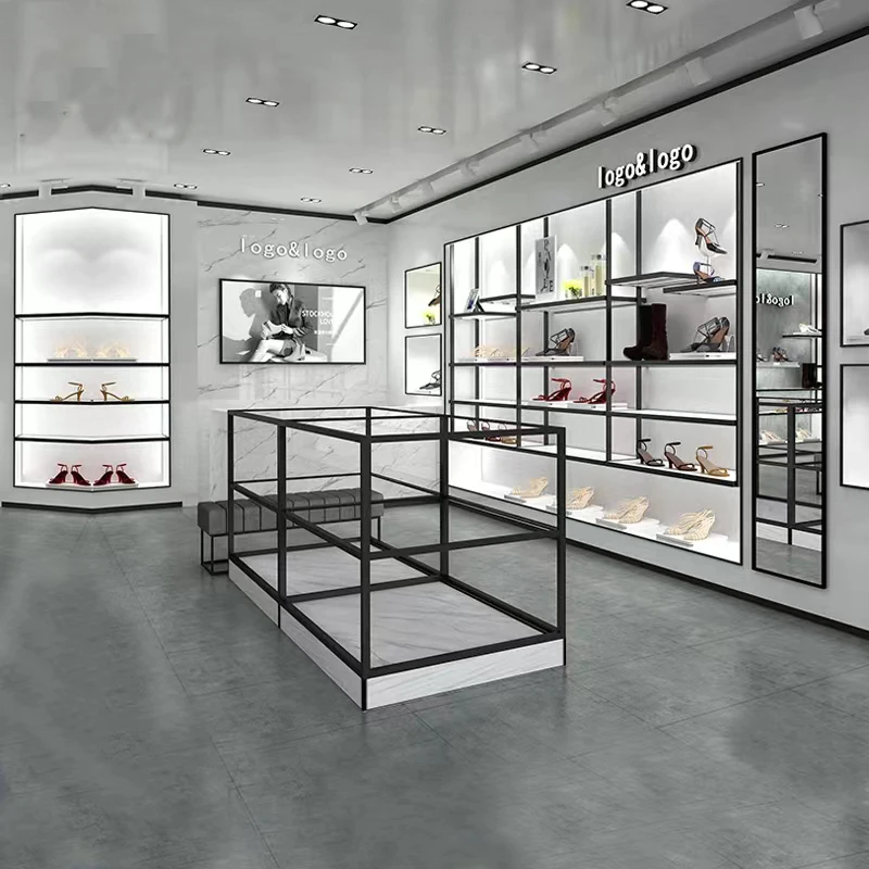 Подгонянная современная деревянная и металлическая Сумка Полки сумки витрина для розничного магазина