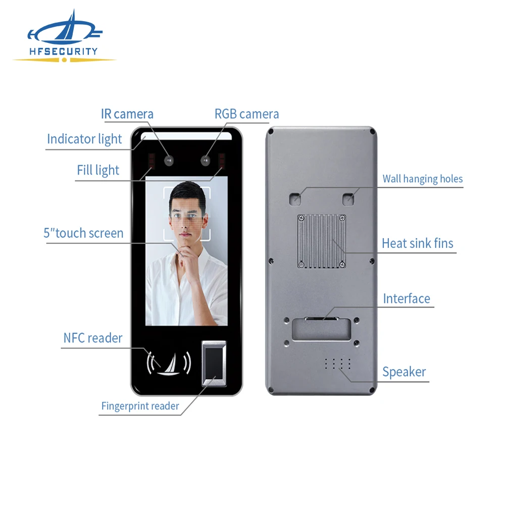 Android 4G Fingerprint Time Recording NFC Card Face Recognition Machine for School with SMS FR05 HFSecurity