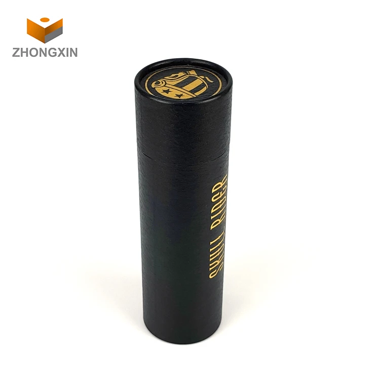 Tea paper tube packaging food grade cardboard cylinder container for tea round box packaging black round paper tube