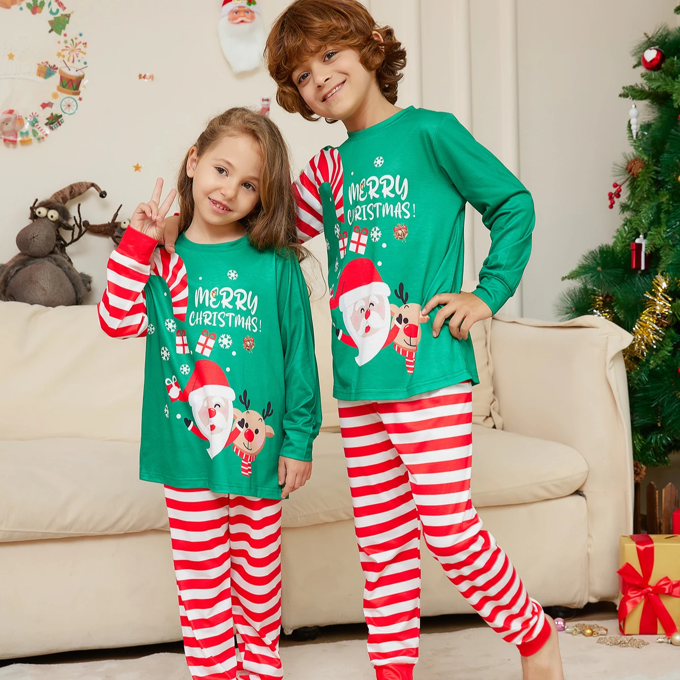PASUXI Family Christmas Pajamas 2023 Mother Kids Pijamas Mom Daughter Matching Outfit Baby Boy Girls Children Pyjamas Clothes