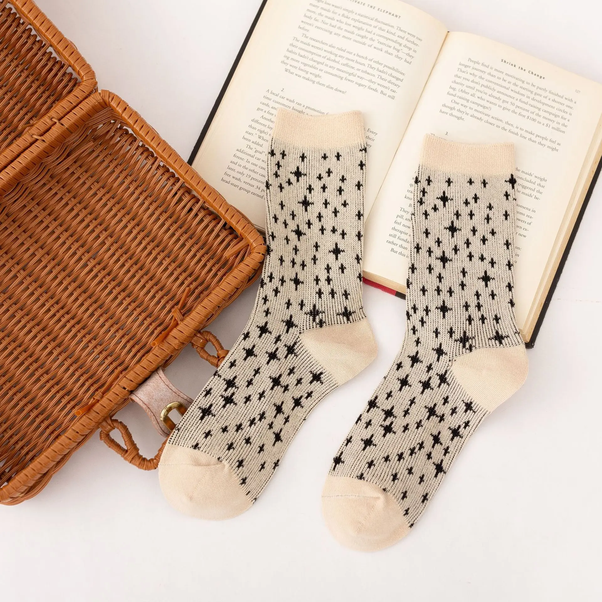 Autumn and Winter New Black and White Series College Style Socks Girls Socks