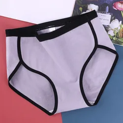 Patchwork Underwear Women Mid Waist Briefs M -4XL Plus Size Cotton  Panties