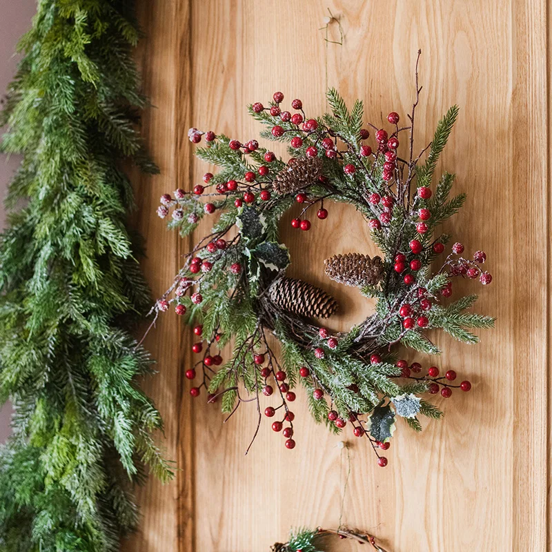 Christmas decoration Rattan pine Rattan red berries Christmas wreath