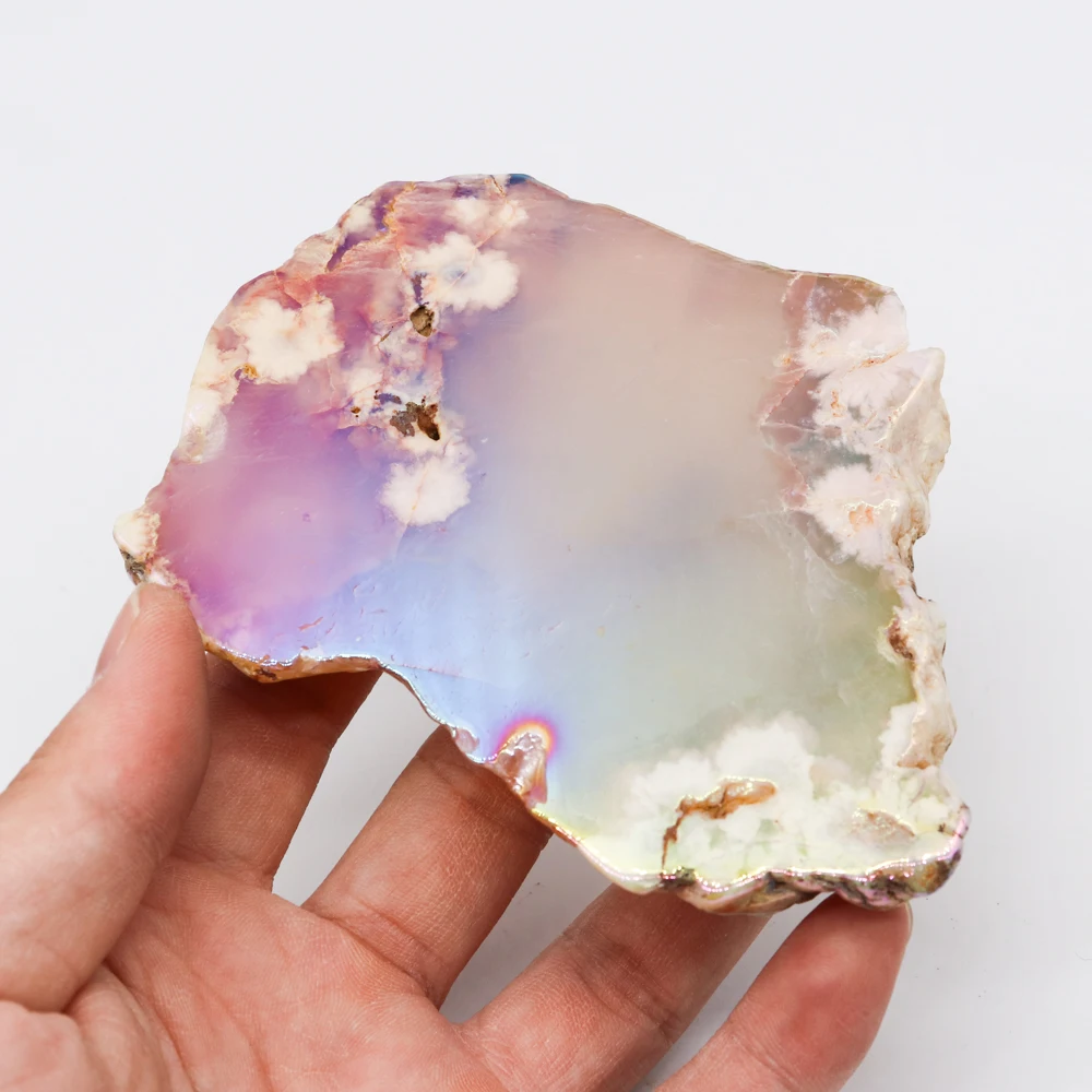 Оптовая продажа высококачественные лечебные камни натуральные кристаллы Angel Aura полированный кристалл вишневый цвет пластина из