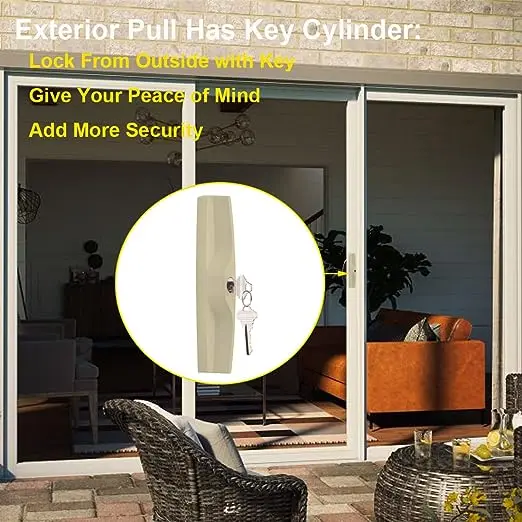 New Design sliding patio door handle set Handle with Key Cylinder and Mortise Lock patio door handle