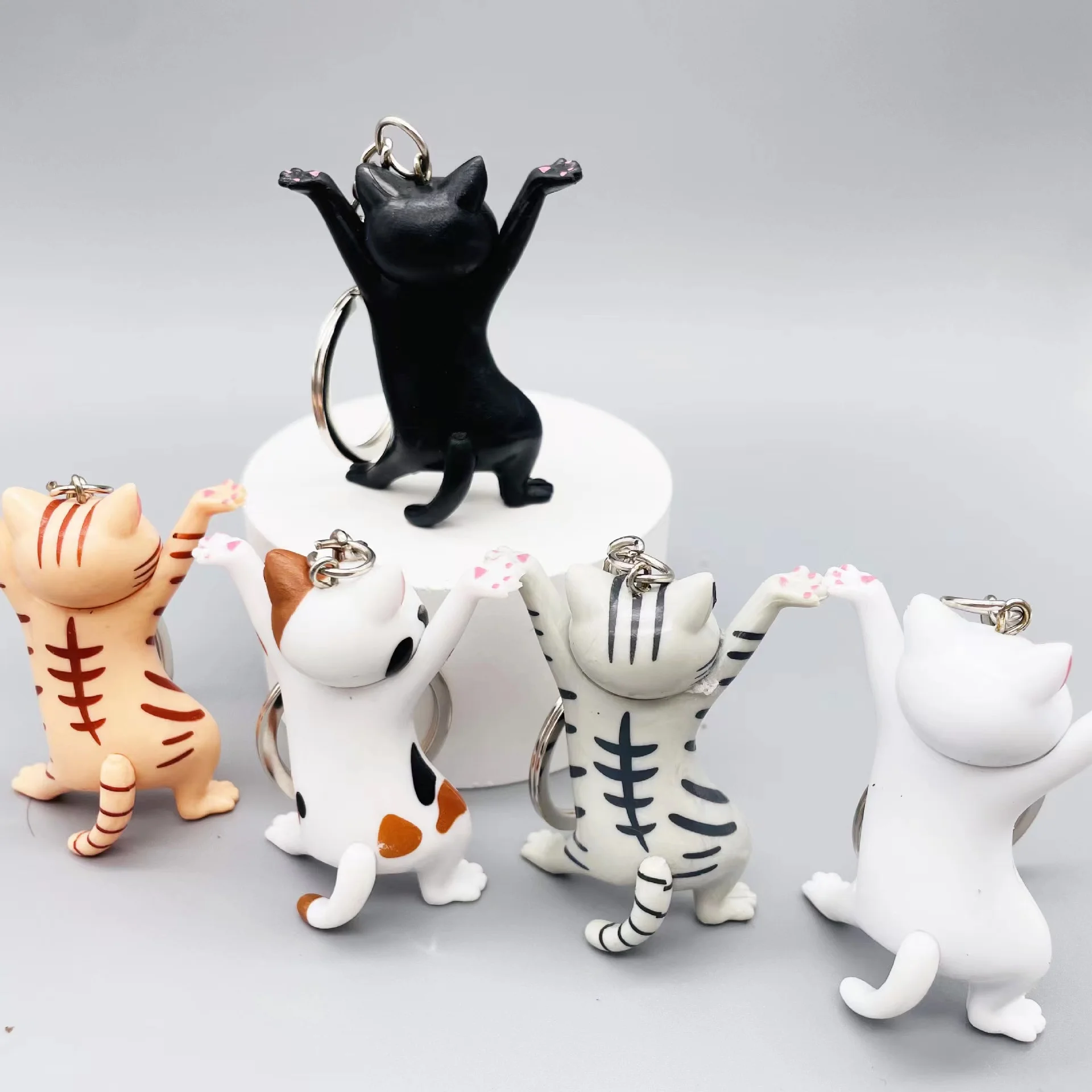 Cartoon character 3d pvc animal keychain small toy soft kids toy marvel silicone rubber purse charm cute cat key chains