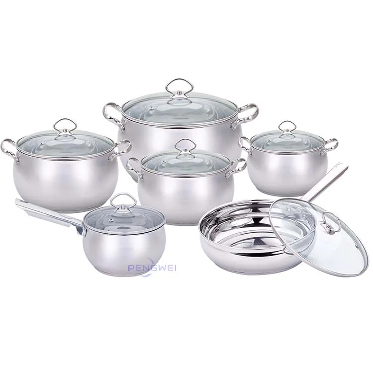 Pengwei Manufacturer Round Commerical Food Warmer Set pot and pan non-stick With Glass Lid