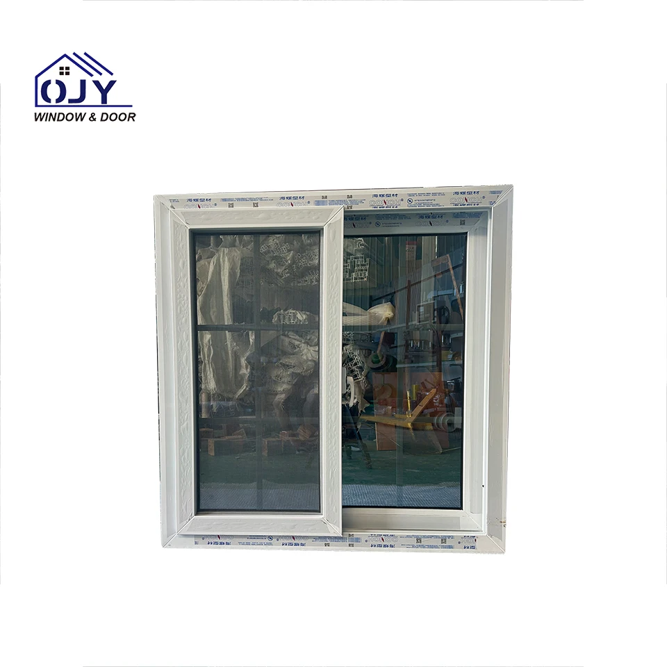 Ударопрочное звукоизолируемое виниловое двойное тройное стеклянное раздвижное окно из ПВХ с ураганом