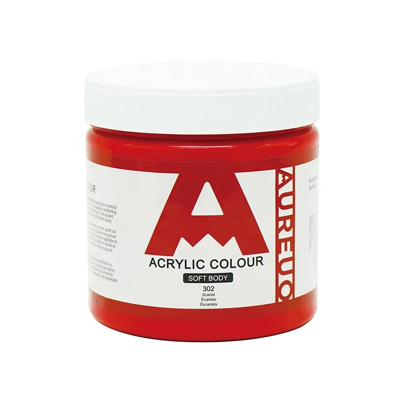 AUREUO Top Seller Red Round Bottle Bright Artist 500ml Acrylic Paints For Painting