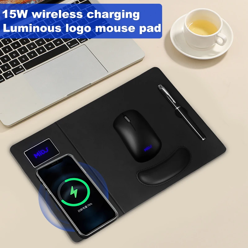 Custom Mat LED LOGO 15W Desk Wireless Charger Gaming  Mouse Pad Large Gamer  Wireless Charge Mouse Pad