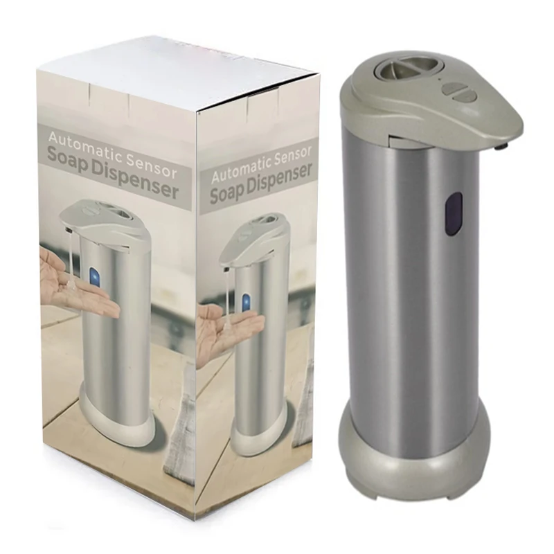 Brushed Stainless Steel Battery Operated Refillable Infrared Automatic Sensor Touchless Soap Dispenser for Bathroom Hotel